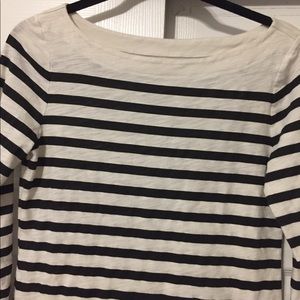 Loft. Cream and Black Striped. Medium. Boat Neck